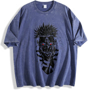 Ryomen Sukuna Know Your Place Fool Jujutsu Kaisen Heavy vintage washed oversized T-shirt in Blue