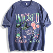 Wicked Change For Good Defy Gravity Broomstick Magic Wand vintage washed oversized T-shirt in Blue