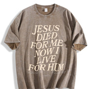 Retro Double Sided (230 Pure ) 'JESUS DIED FOR ME NOW I vintage washed oversized T-shirt in Brown