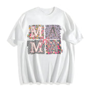 Coquette Bow Mama Floral Mom Cotton T-Shirt in White