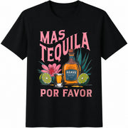 Tequila Cocktail Margarita Glass Beverage Lemon Flower Cotton T-Shirt in Black