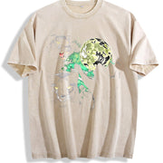 Black Panther Moon Vintage Washed T-Shirt in Beige
