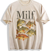 Man I Love Fisht Meme Fish Vintage Washed T-Shirt in Beige