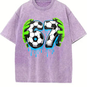 67 Soccer Vintage Washed T-Shirt in Purple
