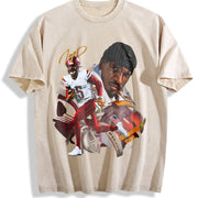 Jayden Daniels Washington Rookie Star Custom Football vintage washed oversized T-shirt in Beige