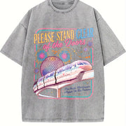 Please Stand Clear of the Doors Vintage Washed T-Shirt in Gray