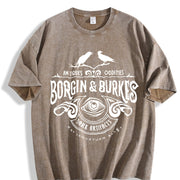 European and American Vintage Washed T-Shirt in Brown