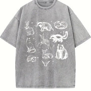 Forest Animals 90s ® Tattoo Vintage Washed T-Shirt in Gray