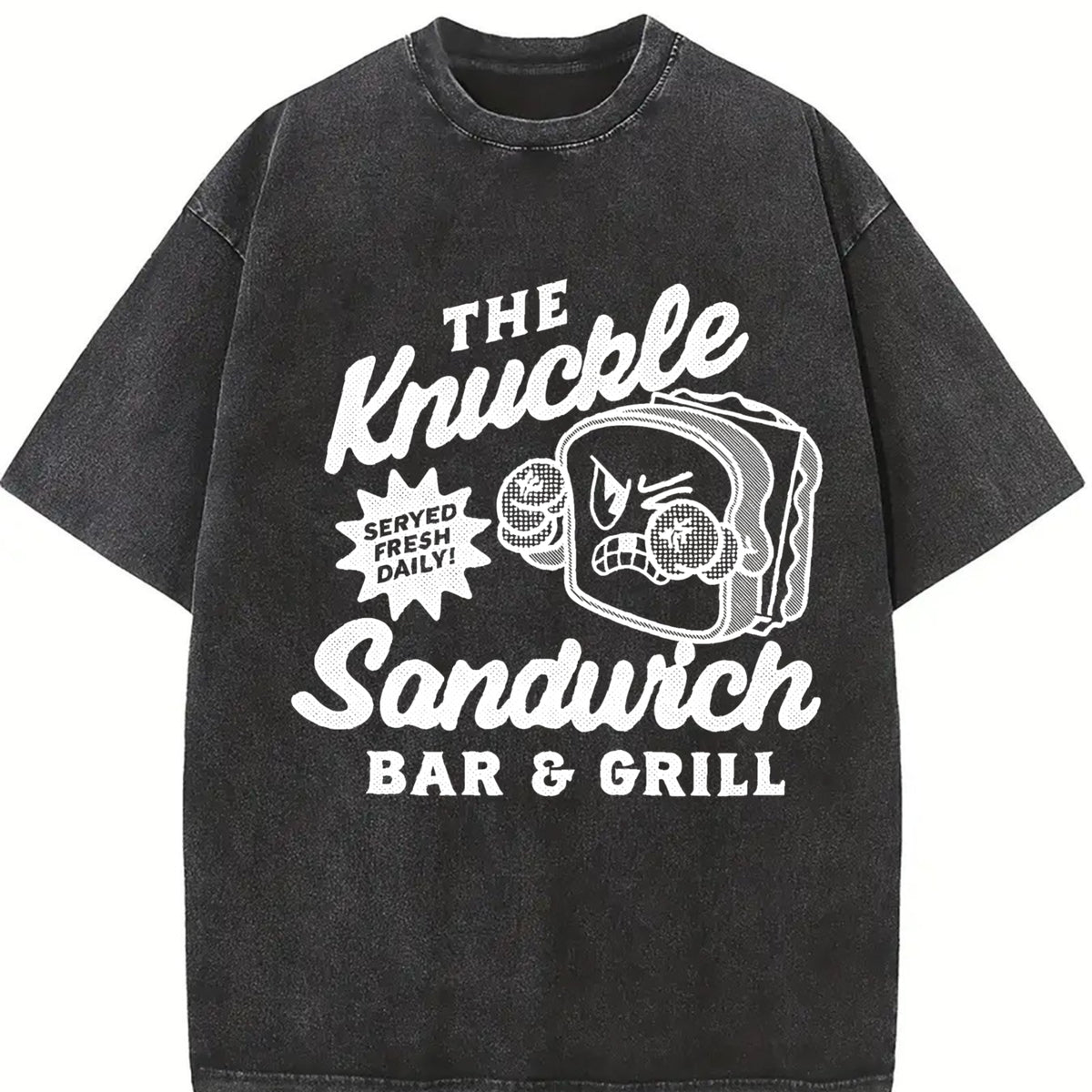 The Knuckle Sandwich Bar and Grill Vintage Washed T-Shirt in Black