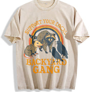 Support Your Local Backyard Gang Vintage Washed T-Shirt in Beige