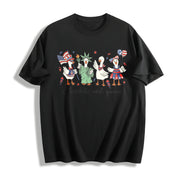 Patriotic Goose 4th Goose Cotton T-Shirt in Black