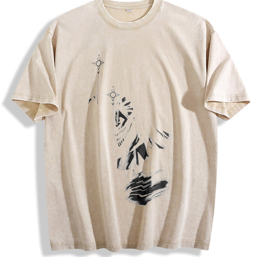 Eren Yeager Attack on Titan Ver 2 vintage washed oversized T-shirt in Beige