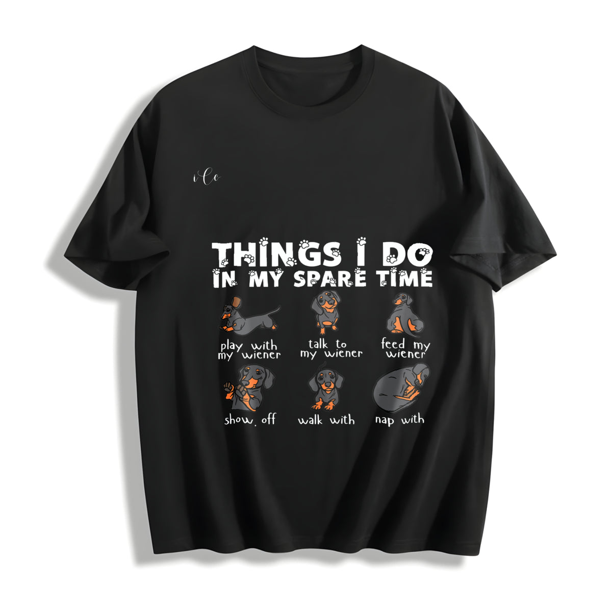 Dachshund Doxie Cotton T-Shirt in Black