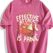 Effective Attack Is Panic vintage washed oversized T-shirt in Red