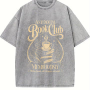 Anti Social Book Club Vintage Washed T-Shirt in Gray