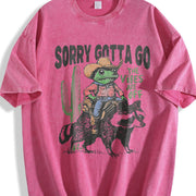 Sorry Gotta Go Cowboy Frog vintage washed oversized T-shirt in Red