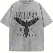 Free Bird Boho Eagle Thunderbird Retro Music Inspired vintage washed oversized T-shirt in Gray