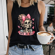 A Sleeveless (029#) a Sleeveless Round-neck and Pocketed Women's Color Cotton Tank Top in Black