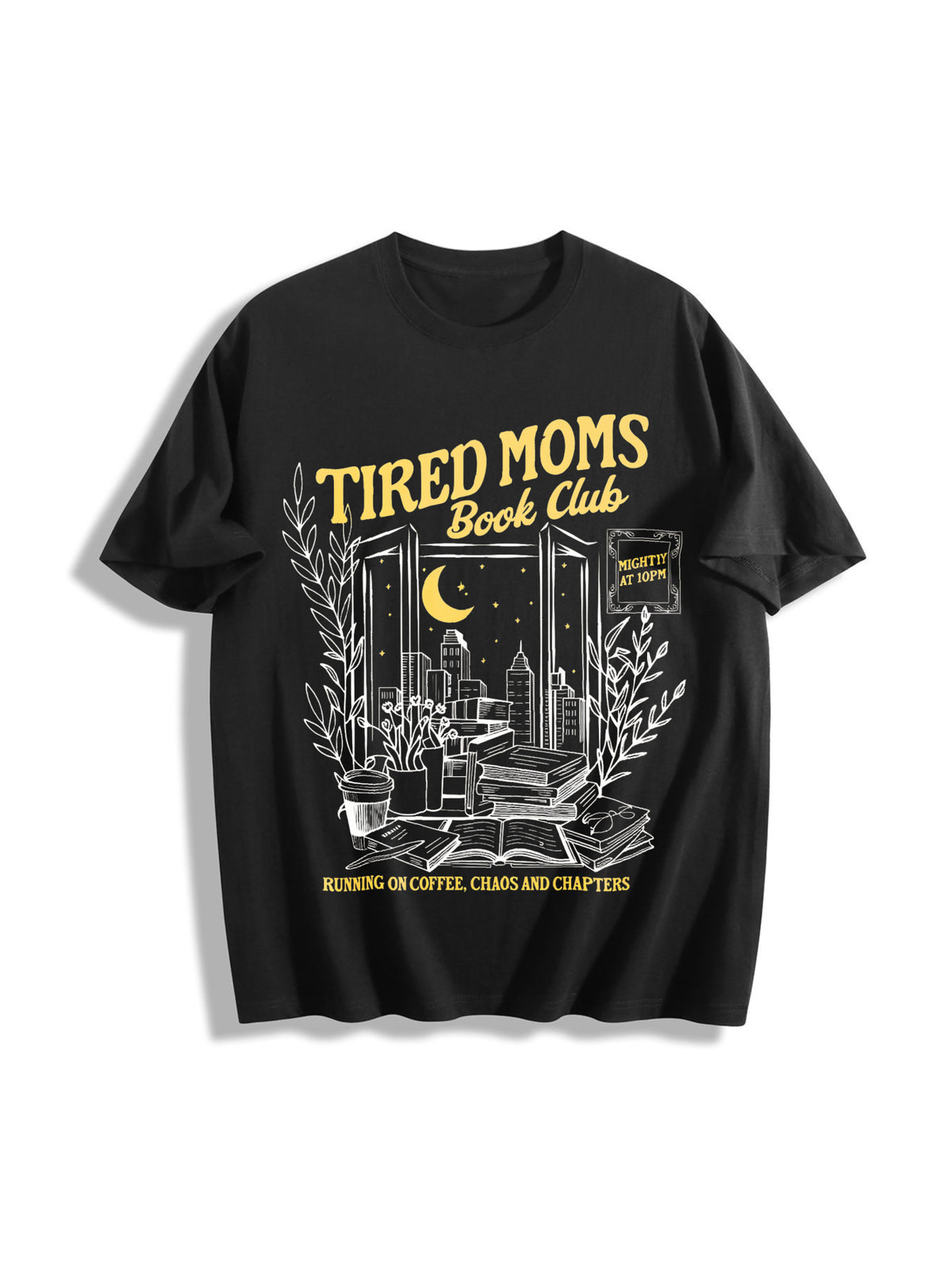 Tired Moms Club Bookish Things Booktrovert Cotton T-Shirt in Black