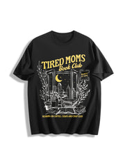 Tired Moms Club Bookish Things Booktrovert Cotton T-Shirt in Black