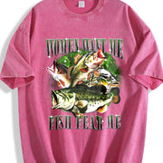 Want Me Fish Fear Me Vintage Washed T-Shirt in Red