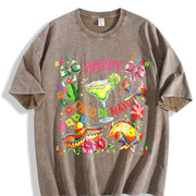 Happy Cinco de Mayo Vintage Washed T-Shirt in Brown