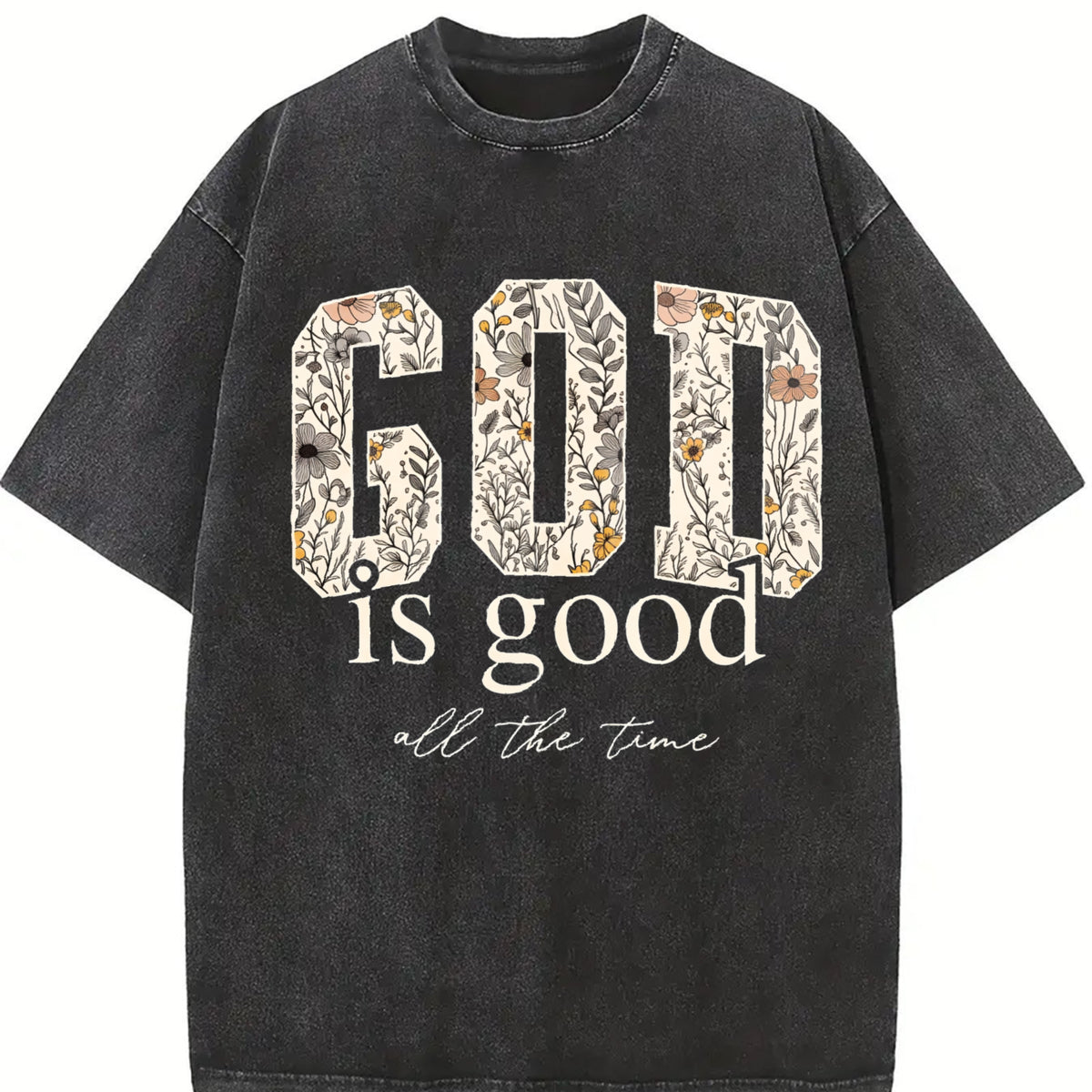 God Is Good Vintage Washed T-Shirt in Black