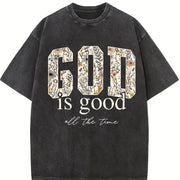 God Is Good Vintage Washed T-Shirt in Black