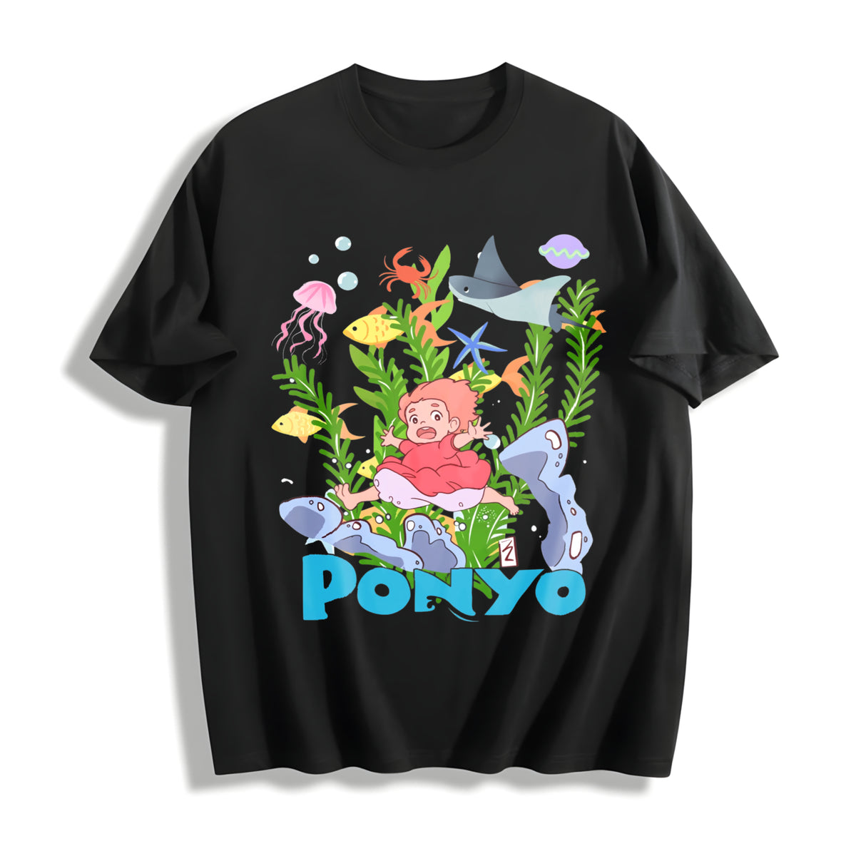 Studio Ghibli Anime Cotton T-Shirt in Black