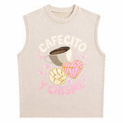 Latina Mexican Baked Concha Pastry Conchas Vintage Washed Tank Top in Beige
