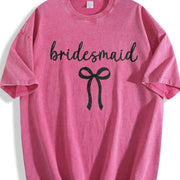 Bride Bridesmaid Bow Vintage Washed T-Shirt in Red