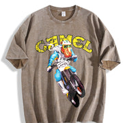 Joe Camel Joe Camel Dirt Bike Supercross AD Custom vintage washed oversized T-shirt in Brown