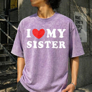 I Love My Sister Vintage Washed T-Shirt in Purple
