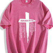 With Bible Verses & Cross Vintage Washed T-Shirt in Red