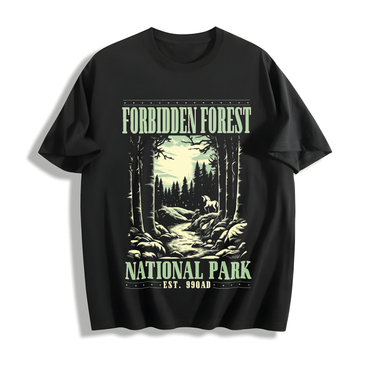 Forbidden Forest Bookish Cotton T-Shirt in Black