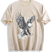 Bald Eagle 90s Retro ® Grunge Bird Y2k Vintage Washed T-Shirt in Beige