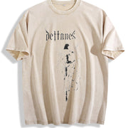Deftones Retro Heavy Metal – Rock Band Style vintage washed oversized T-shirt in Beige