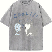 1 Pcs Heavy Adorable Vintage Washed T-Shirt in Gray