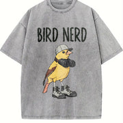 Bird Nerd vintage washed oversized T-shirt in Gray