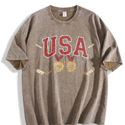 USA Hockey Vintage Washed T-Shirt in Brown