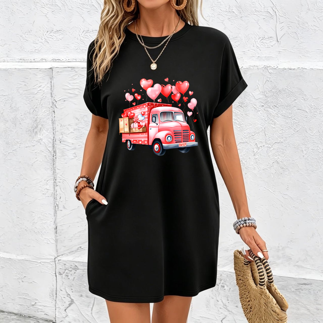 Attire for on Valentine's Day Cotton T-Shirt in Black