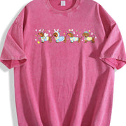 Easter Dog Dachshund Happy Easter Retro Spring Dog Cute vintage washed oversized T-shirt in Red
