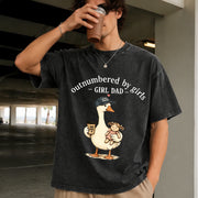 Girl Dad Outnumbered by Girls Vintage Washed T-Shirt in Black
