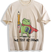 We Test at Dawn Teacher Frog Vintage Washed T-Shirt in Beige