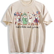 Patriotic Goose 4th Goose Vintage Washed T-Shirt in Beige