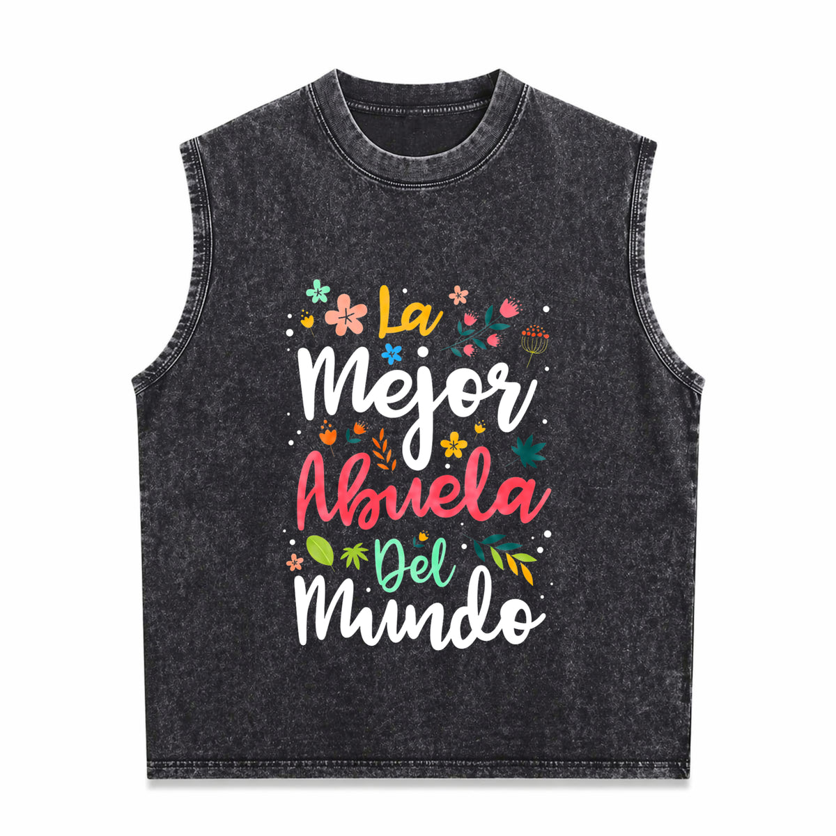 The Best Grandma in the World Vintage Washed Tank Top in Black