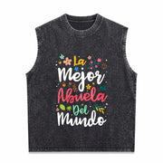 The Best Grandma in the World Vintage Washed Tank Top in Black