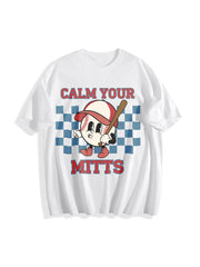 Baseball Game Day T-mom Cotton T-Shirt in White