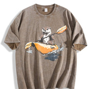 Otter Kayaking Vintage Washed T-Shirt in Brown