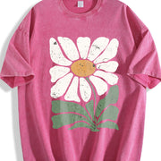 Bohemian Daisy Regular Vintage Washed T-Shirt in Red